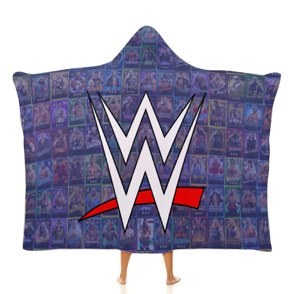 WWE Hooded Blanket Poncho, Wearable Hooded Blanket Cozy Soft Warm Plush Fleece Blanket for Adult Women Men